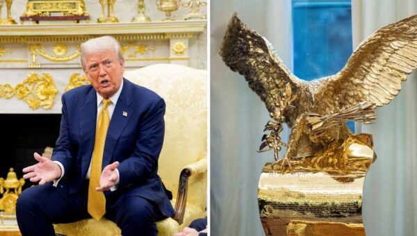 Gold sculptures, Rose Garden statues, and paintings of Trump: All of the new artwork Trump has added to the White House