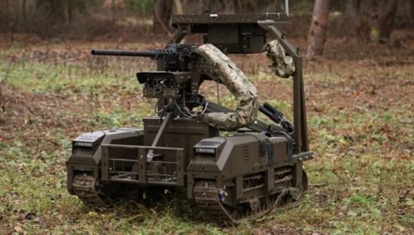 Ukraine’s robots are carrying the heavy century-old M2 Browning machine gun into battle so troops don’t have to