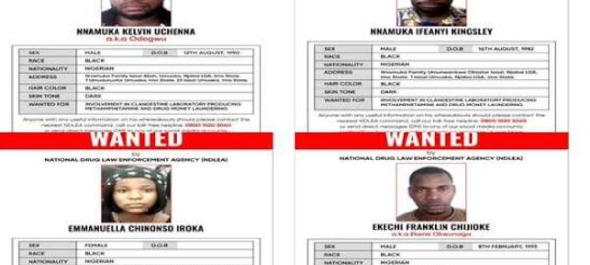 NDLEA declares suspected drug kingpin, three associates wanted