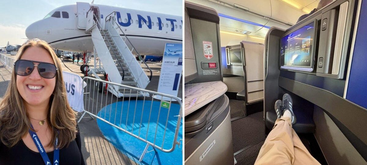 We toured United's fanciest Airbus jet yet, complete with business-class doors and a snack bar. See inside.