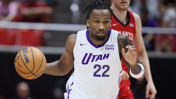Jazz rookie Darryn Peterson reacts to first summer league game