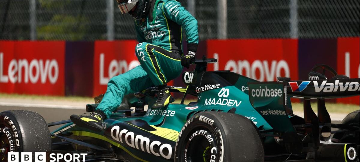 Stroll has suspension failure on new Aston Martin