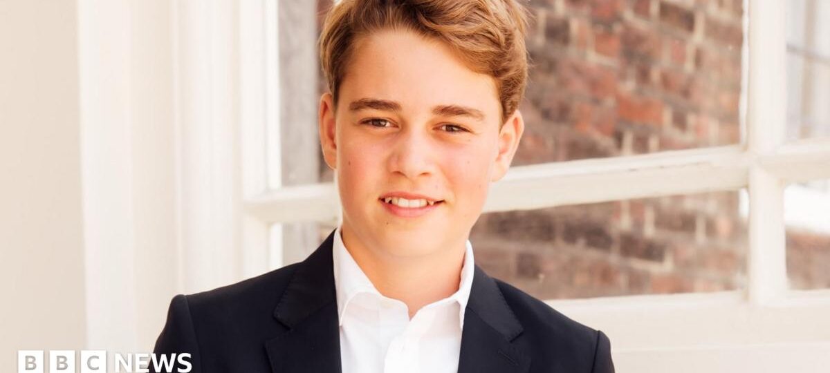 Prince George poses in suit for new photo as he becomes a teenager