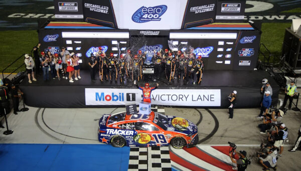 Chase Briscoe leads a Toyota train in NASCAR's return to Chicagoland Speedway