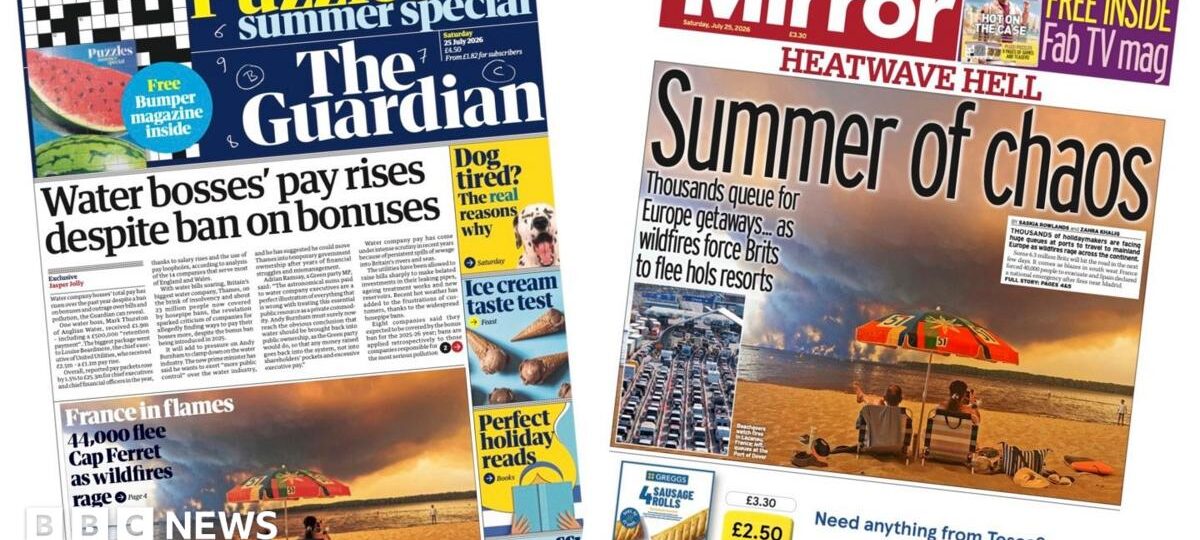 UK papers: 'Summer of chaos' and 'water bosses' pay rises'