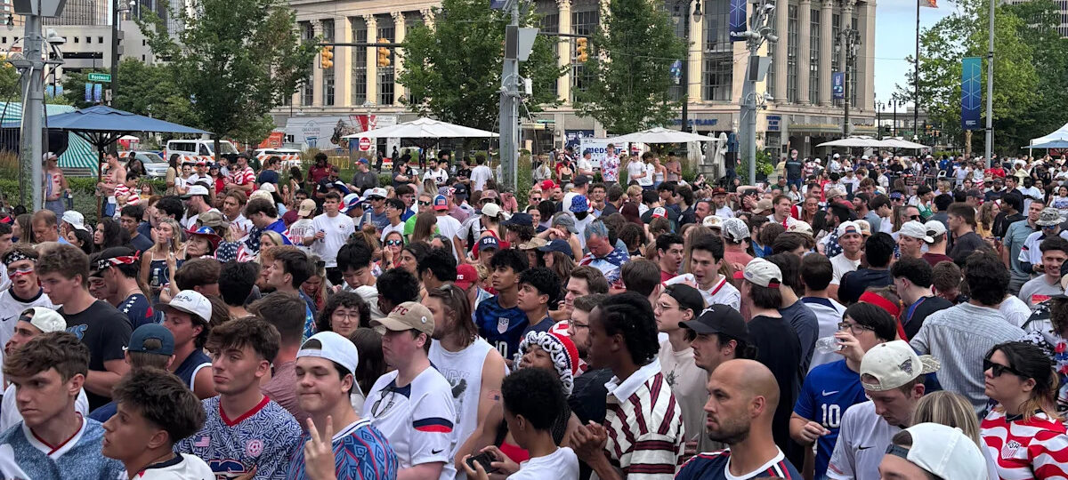Fans pack Detroit’s Campus Martius for USA-Belgium World Cup match
