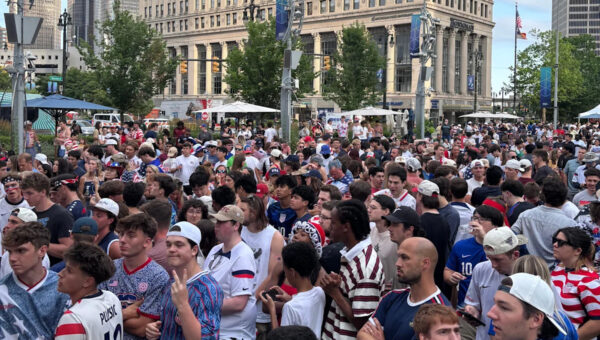 Fans pack Detroit’s Campus Martius for USA-Belgium World Cup match