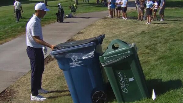 Jordan Spieth makes birdie from under some trash cans, is already in vintage form at the John Deere Classic
