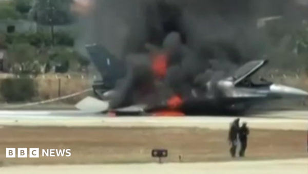 Greek F-16 fighter jet crash-lands at busy Zakynthos airport