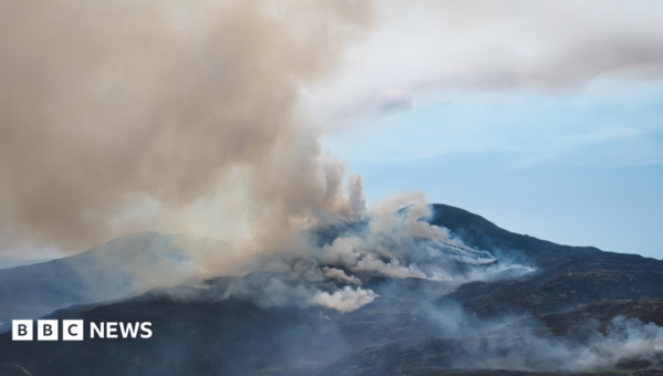 Wildfire spotted from space as helicopter brought in to tackle blaze