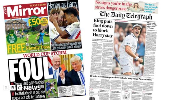 The Papers: ‘World cup storm’ and ‘King puts foot down’