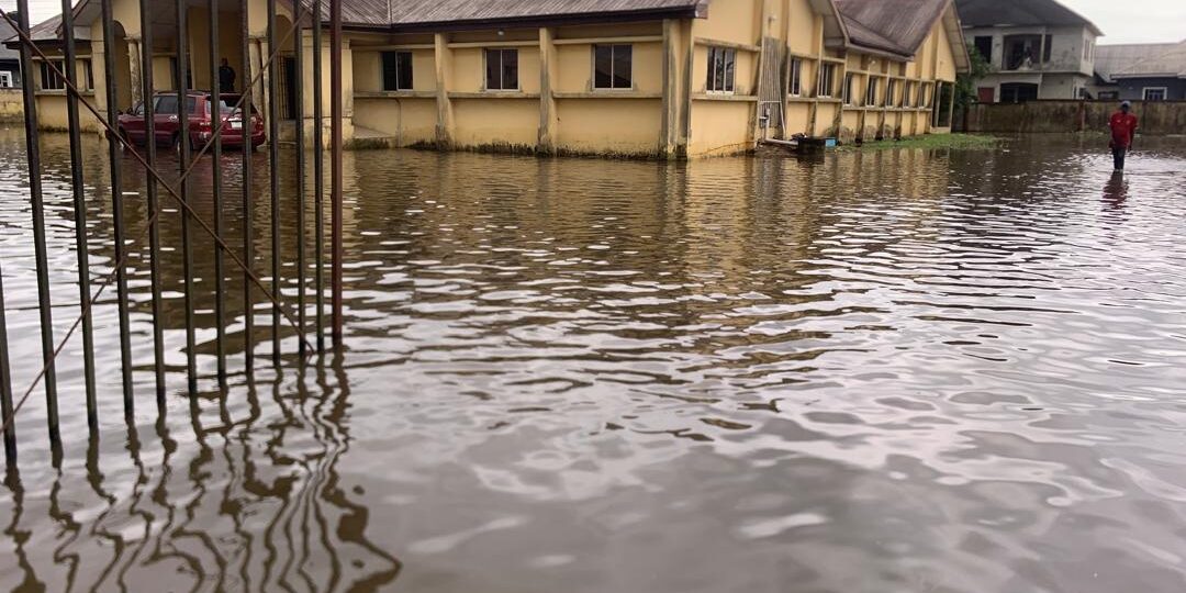 Flood submerges Delta High Court, residential homes, business premises