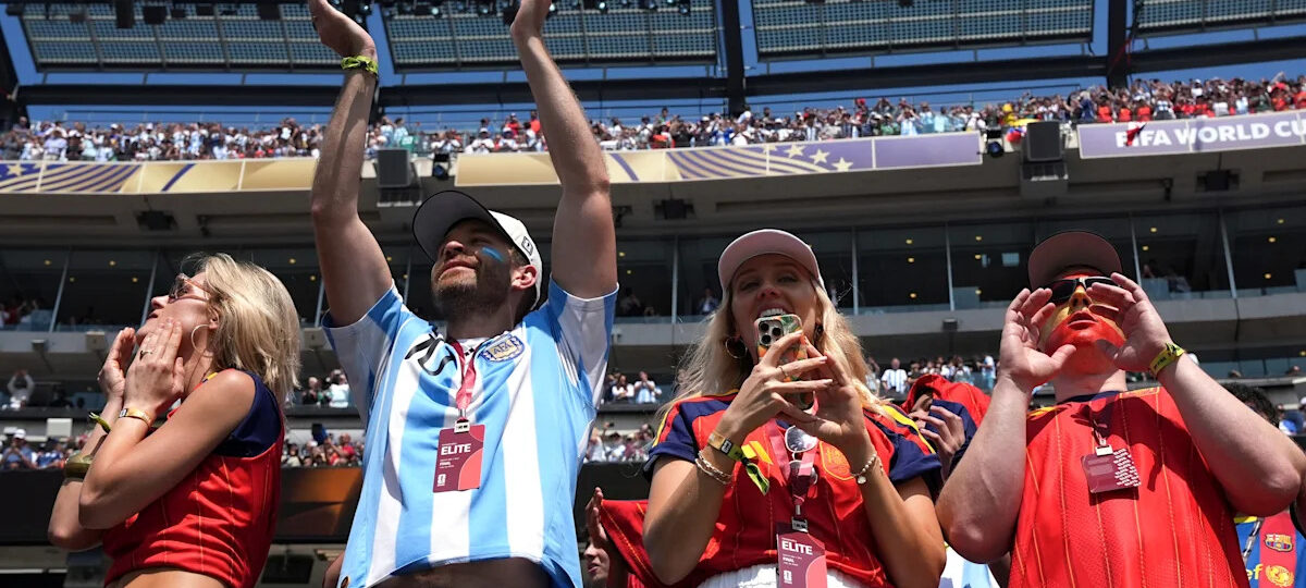 They sing, they stomp, they dance. World Cup fans from Argentina, Spain spent cash at the final