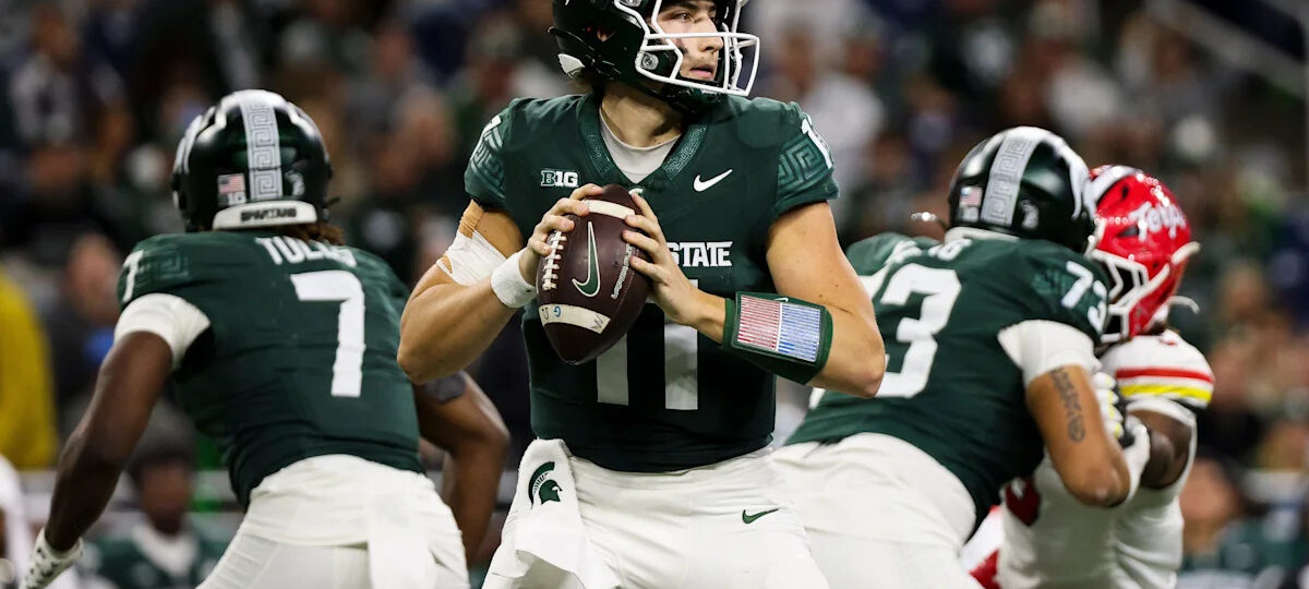 MSU football QB Alessio Milivojevic throws out first pitch at MLB game