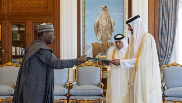 Ex-INEC chairman, Mahmood Yakubu presents letters of credence to Qatar