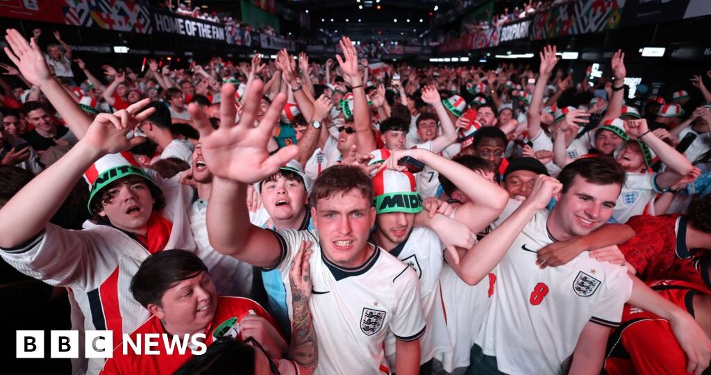 Watch fans react to every goal of England v Mexico game