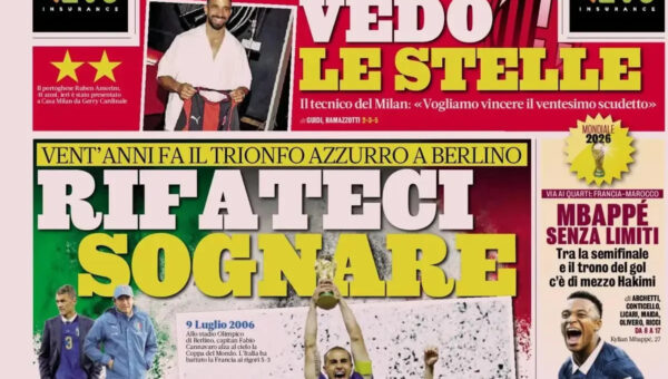 Today’s Papers: Italy’s 20th anniversary, Milan’s Amorim era, Mbappe vs. Morocco