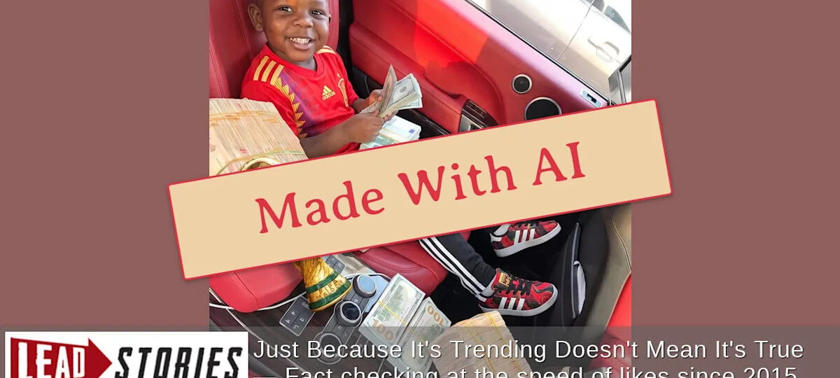 Fact Check: FAKE Image Shows Lamine Yamal's Little Brother Keyne With Cash And World Cup Trophy -- Made With AI