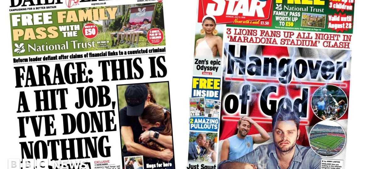 The Papers: ‘Farage: I’ve done nothing wrong’ and ‘hangover of God’