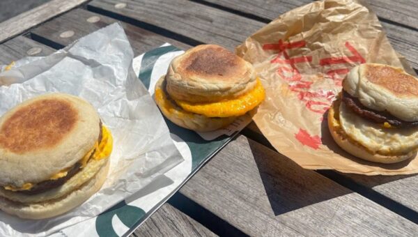 I tried breakfast sandwiches from Dunkin’, Starbucks, and Tim Hortons. My favorite tasted fresh and flavorful.