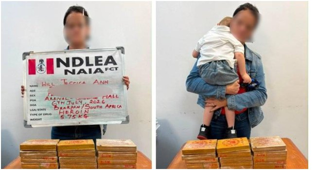 NDLEA Arrests South African At Abuja Airport With 5.75kg Heroin Hidden In Luggage
