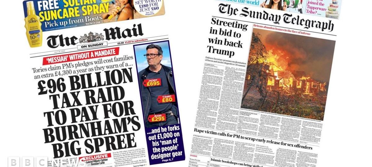 UK papers: ‘Burnham’s big spree’ and Streeting ‘bid to win back Trump’