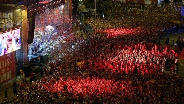 Millions Celebrate As Spain Parade World Cup Trophy Through Madrid