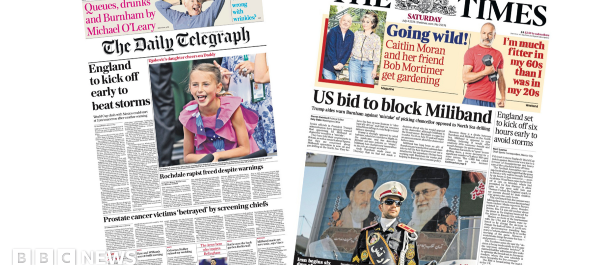 The Papers: Storm threat to England match and ‘bid to block Miliband’