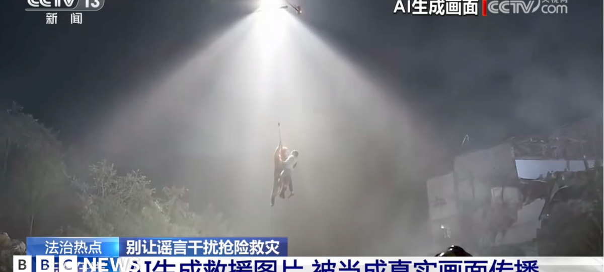 China's new challenge as natural disasters strike - fake AI videos