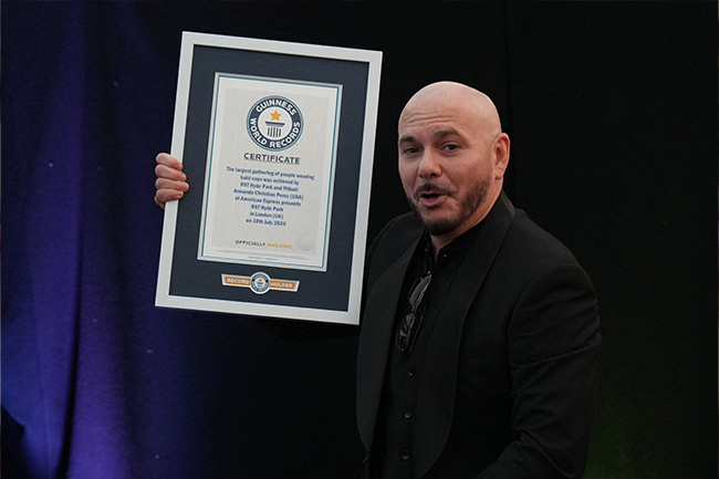 Rapper Pitbull Sets Bald Cap World Record At London Show
