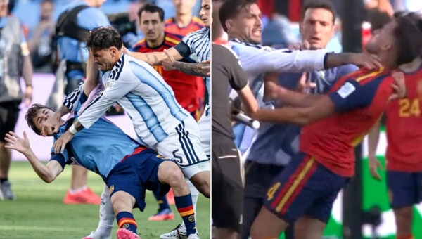 World Cup Final Ends in Brawl as Punches Are Thrown and Argentina Player Grabs Spanish Opponent by the Throat