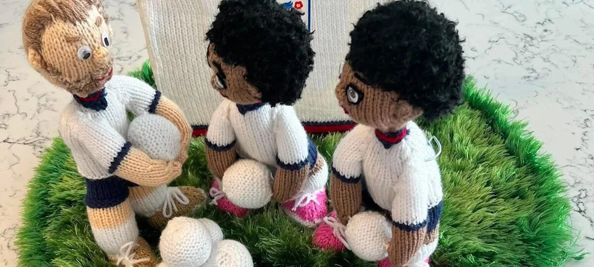 World Cup celebrated with knitted England display