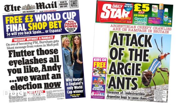 The Papers: ‘Messiah without a mandate’ and ‘attack of the Argie ants’