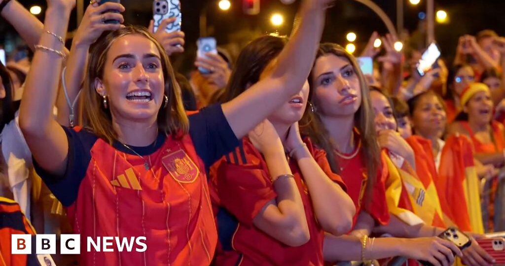 Moment fans in Madrid celebrate World Cup win