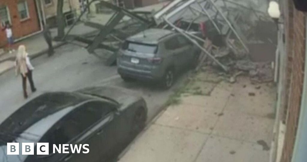 Watch: Moment empty building collapses in New York