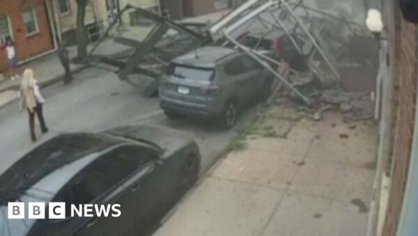 Watch: Moment empty building collapses in New York