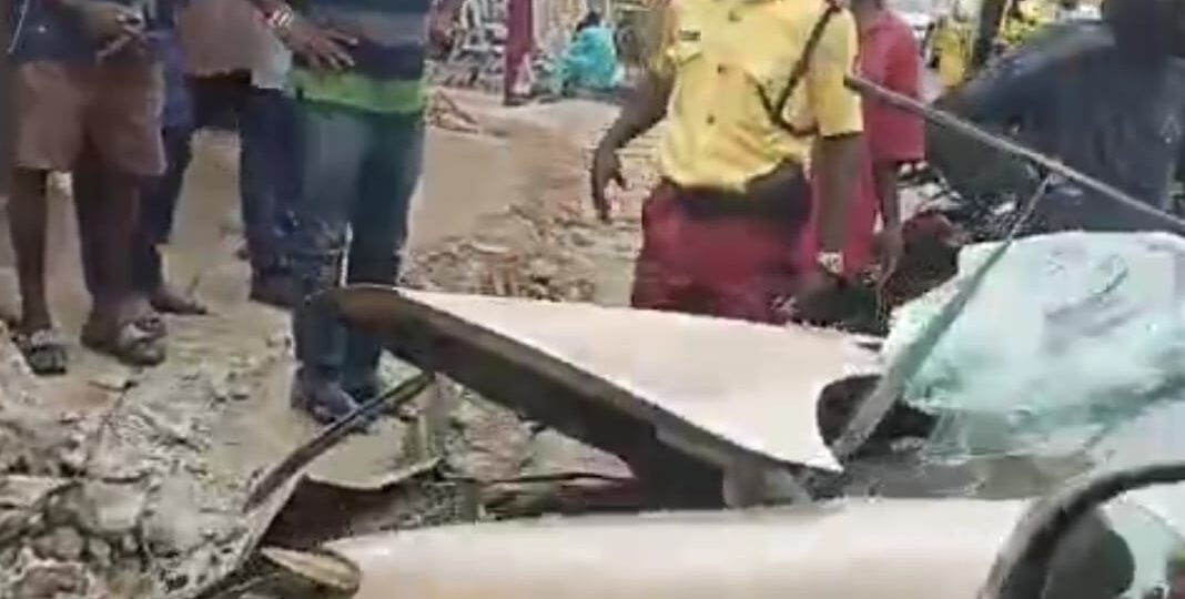 Female driver dies after speeding vehicle crashes into building in Lagos