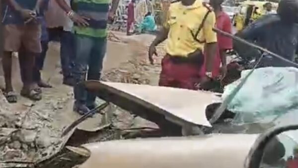 Female driver dies after speeding vehicle crashes into building in Lagos