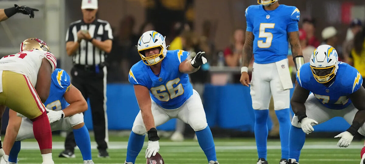 Jim Harbaugh raves about new Chargers starting center Jake Slaughter