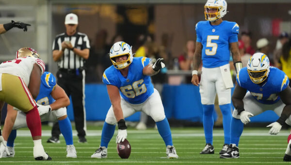 Jim Harbaugh raves about new Chargers starting center Jake Slaughter