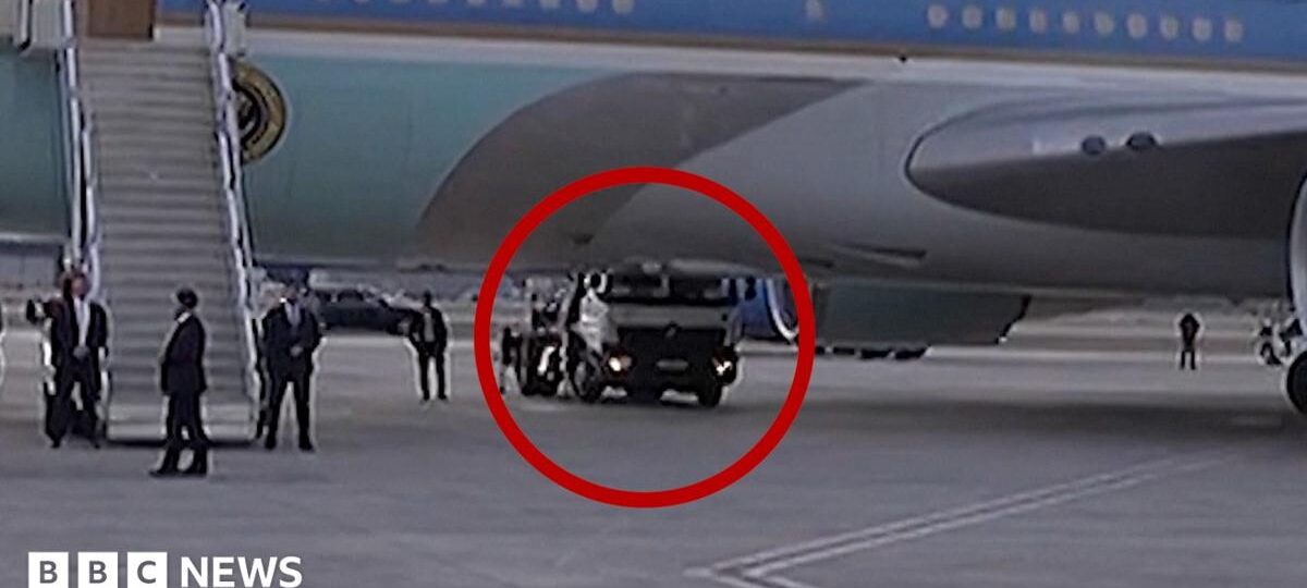 Watch: Was Trump smuggled out of Air Force One in a catering truck?