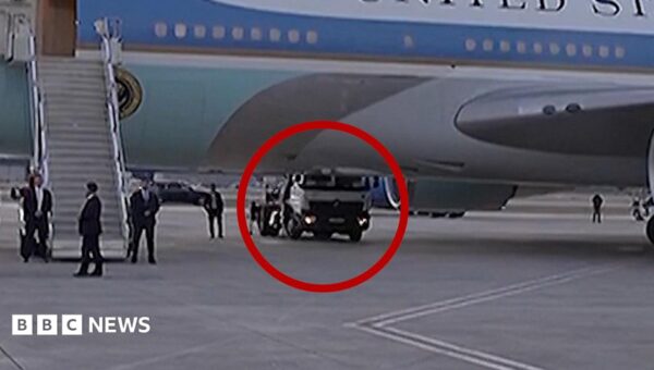 Watch: Was Trump smuggled out of Air Force One in a catering truck?
