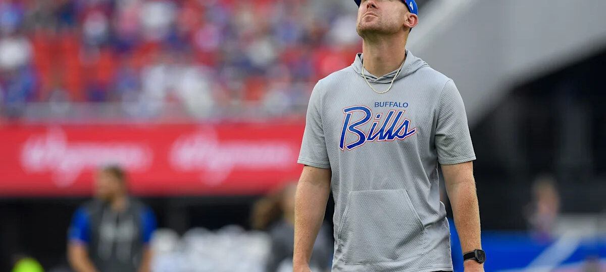 Bills coach Joe Brady enjoys father-son moment before team holds first practice in new stadium