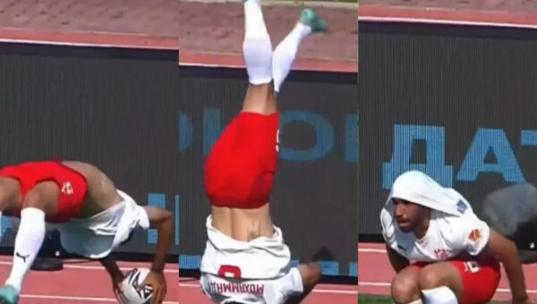 You have to see this! Player tees up goal with a somersault