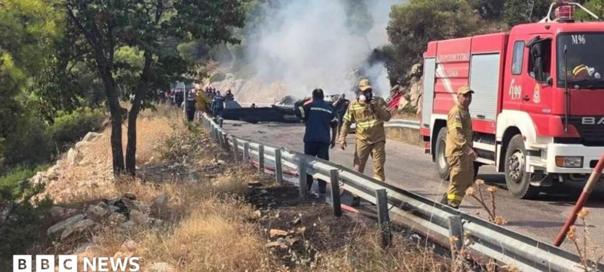 Two crew killed after firefighting helicopters collide in Greece, as British pilot survives