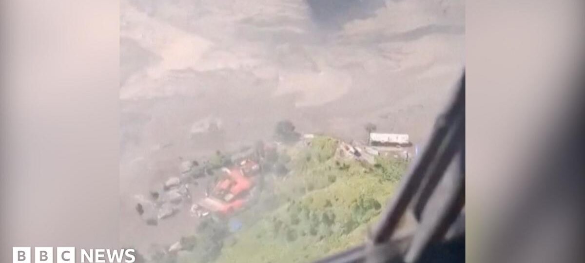 Aerial footage shows flooding on Nepal-Tibet border