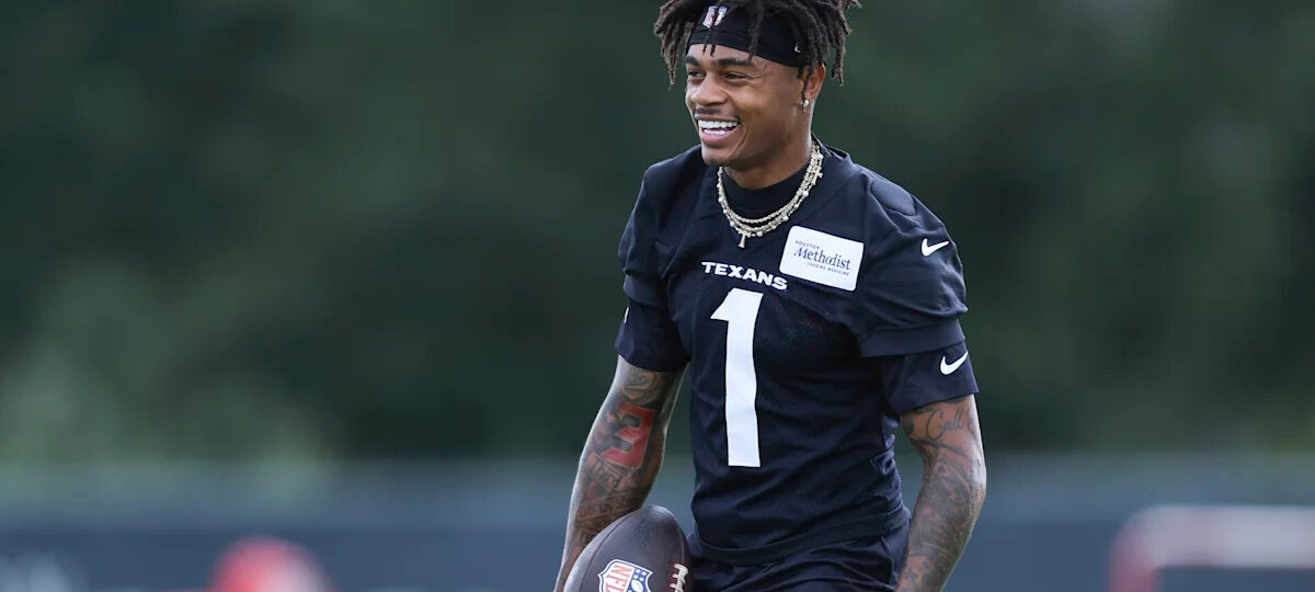 Texans WR Tank Dell practices in pads for first time since 2024 knee injury
