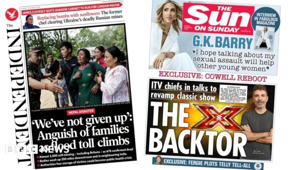 ‘Healey eyes banks and oil tax’ and ‘X Factor comeback’