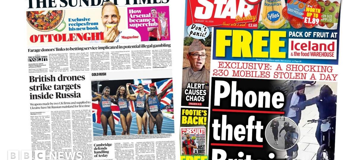 The Papers: UK-made drones 'strike Russia' and 'phone theft Britain'