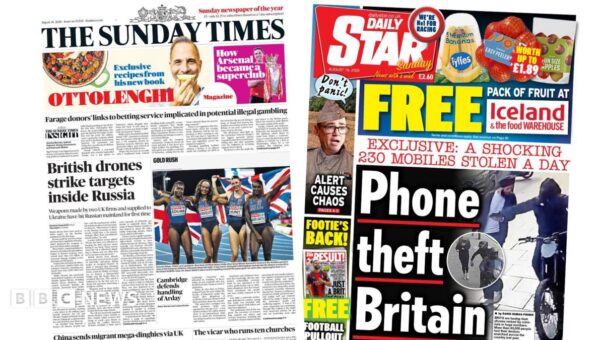 The Papers: UK-made drones ‘strike Russia’ and ‘phone theft Britain’